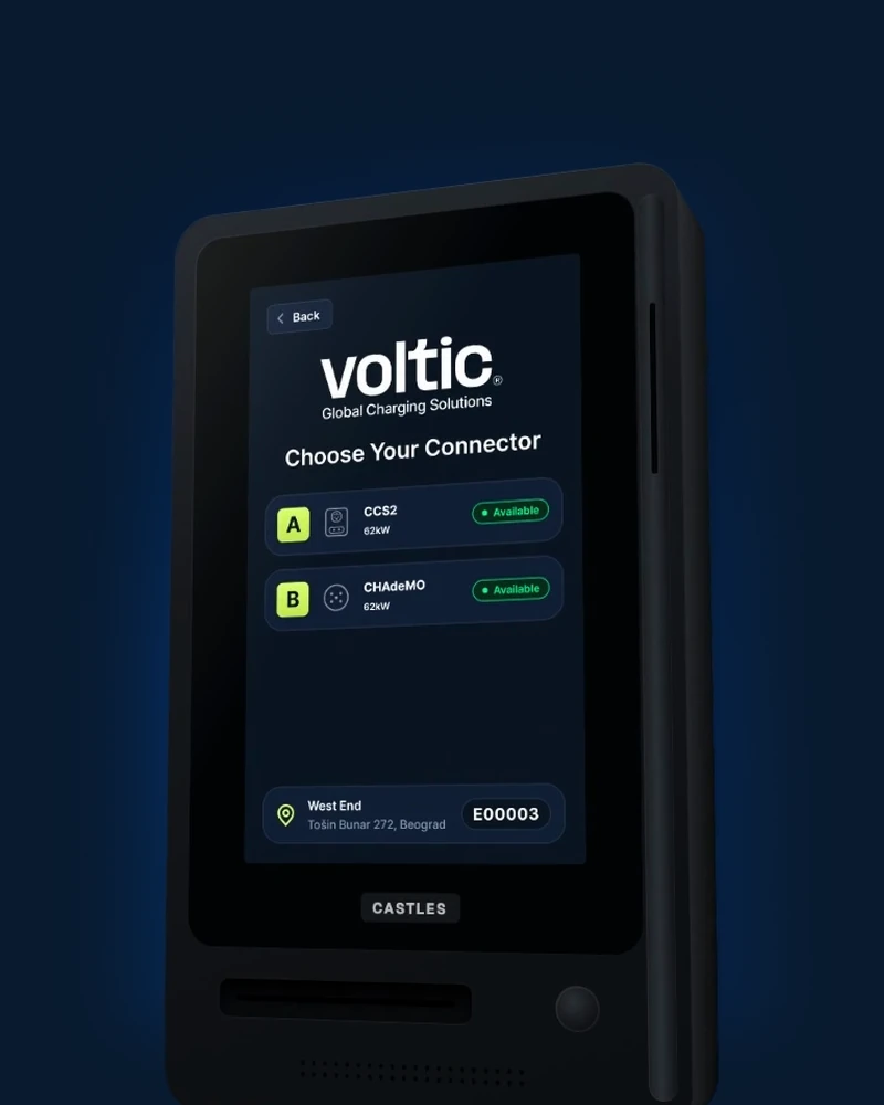 Payment terminal screen: Pick a connector