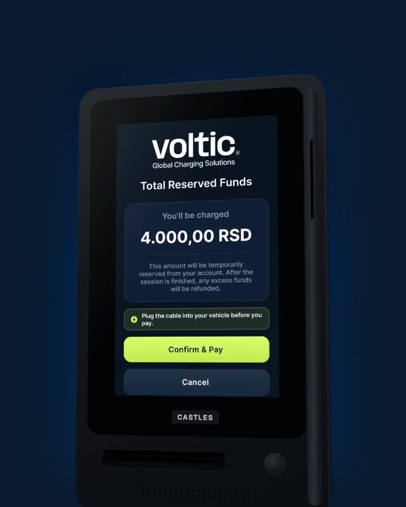 Payment terminal screen: Pay only for what you use