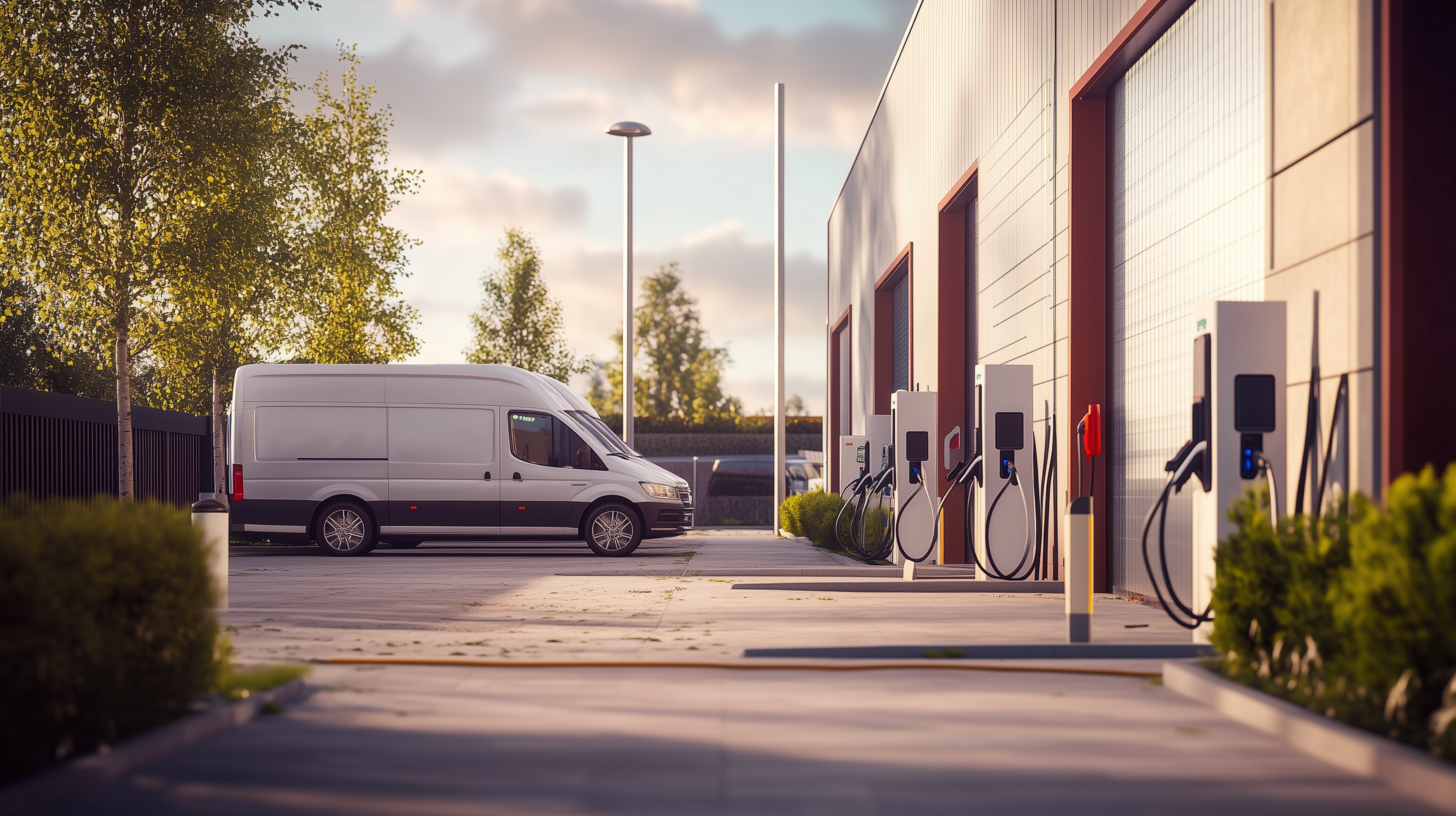 Electric vehicle charging at a commercial depot